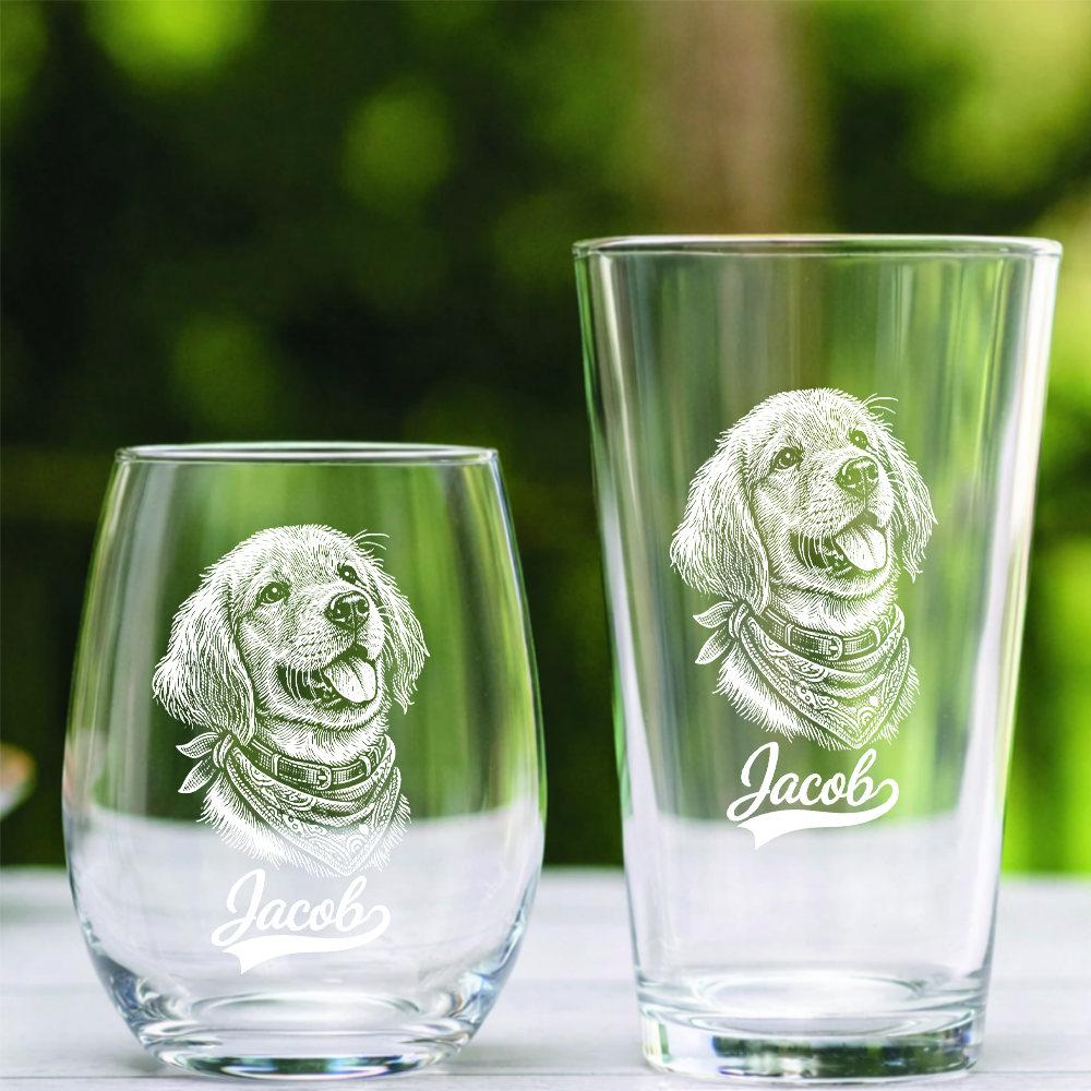 Custom Photo Dog with Name Wine Glass, Personalized Dog Lover Gift THUC99