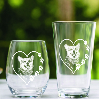 Custom Photo Dog Heart Shape Wine Glass, Personalized Dog Lover Gift for Pet Mom THUC99