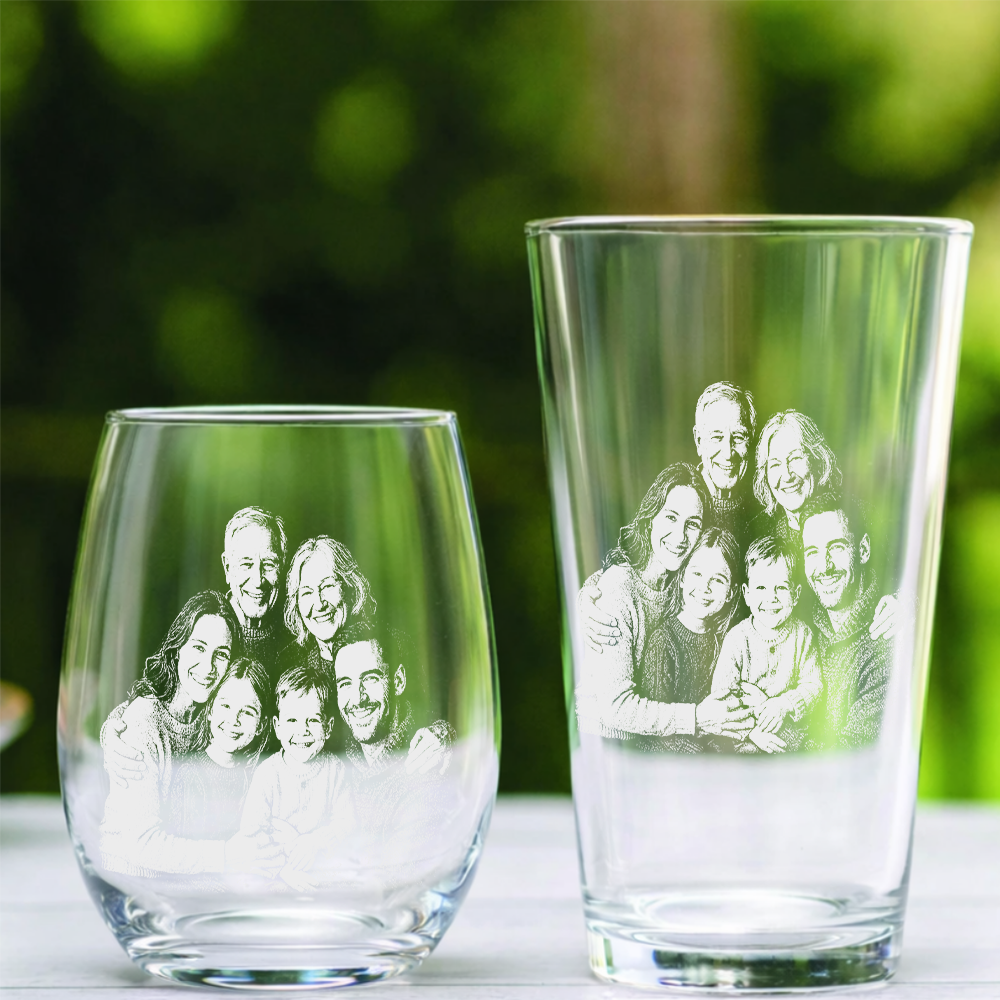 Custom Photo Family Love Papa Stemless Wine Glass, Personalized Gift For Father's Day THUC99