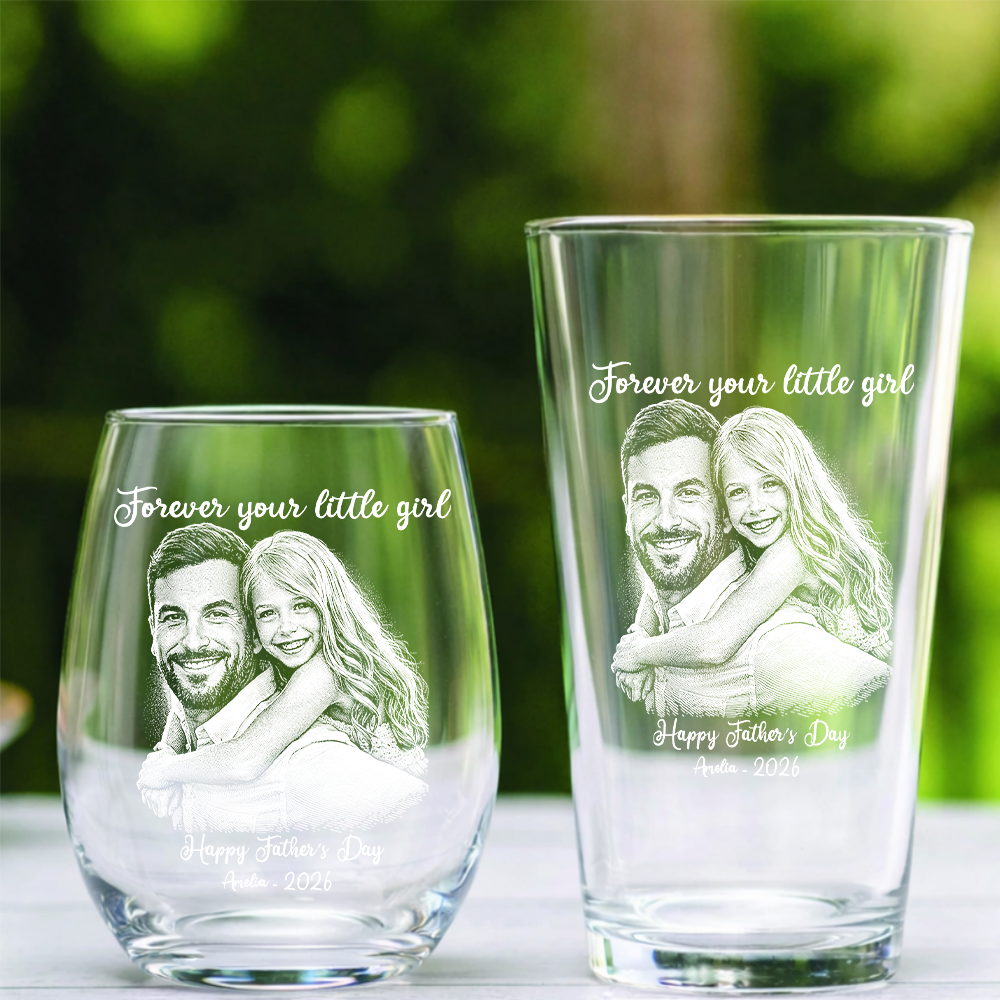 Custom Photo Happy Father's Day Wine Glass, Personalized Dad Gift THUC99