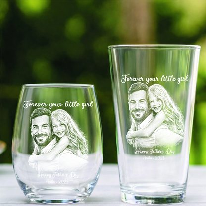 Custom Photo Happy Father's Day Wine Glass, Personalized Dad Gift THUC99