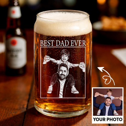 Custom Photo Best Dad Ever Wine Glass, Father's Day Gift for Dad from Kids THUC99