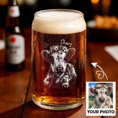 Custom Photo Highland Cow Stemless Wine Glass, Personalized Cow Lover Gift for Her THUC99