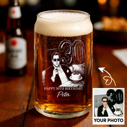 Custom Photo 30th Birthday Stemless Wine Glass, Personalized Birthday Gift THUC99