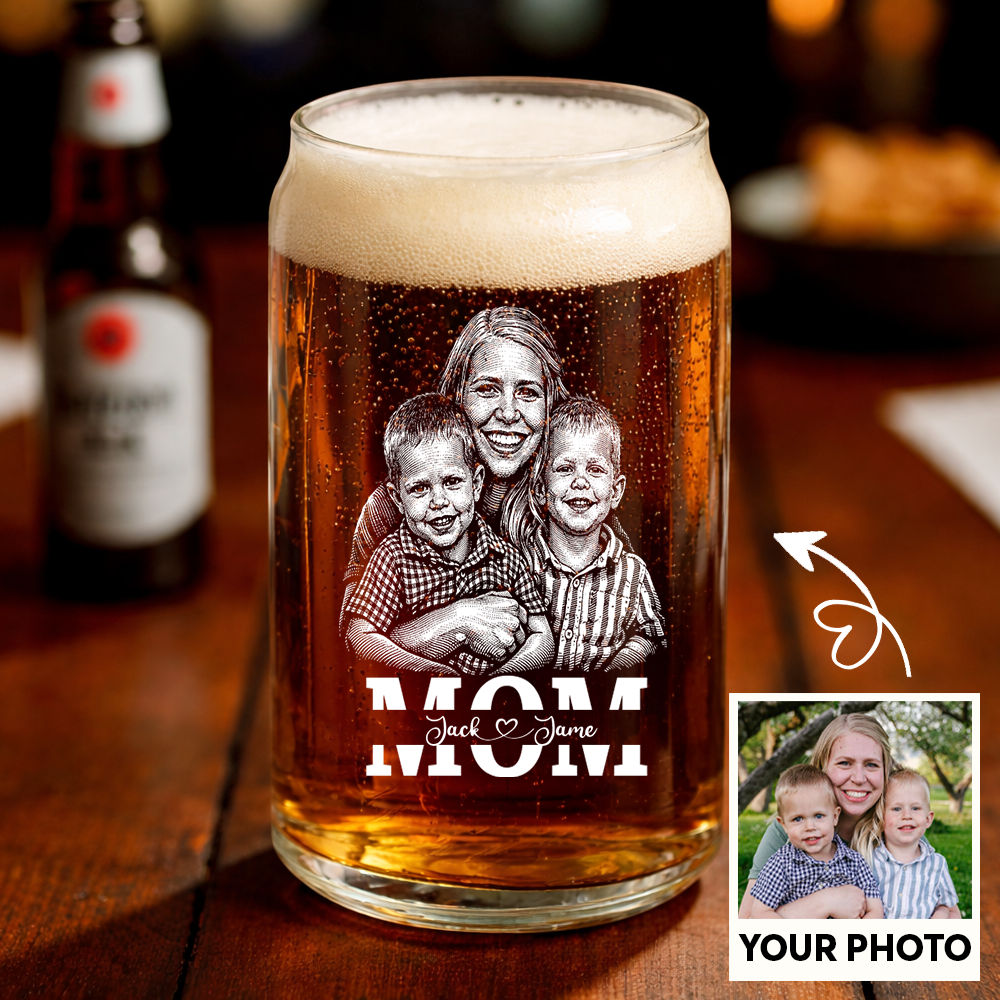 Custom Photo Mom with Name Wine Glass, Personalized Mother's Day Gift THUC99