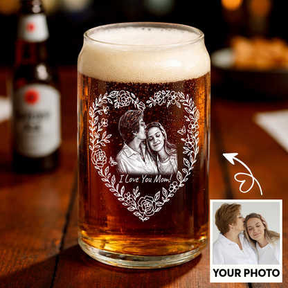Custom Photo Mother's Day Heart Shape Wine Glass, Personalized Mom Gift THUC99