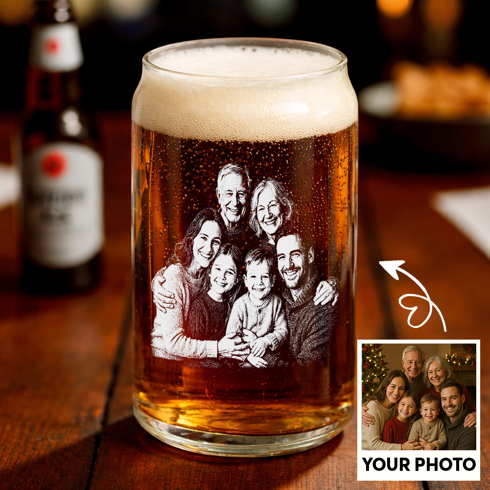 Custom Photo Family Love Papa Stemless Wine Glass, Personalized Gift For Father's Day THUC99