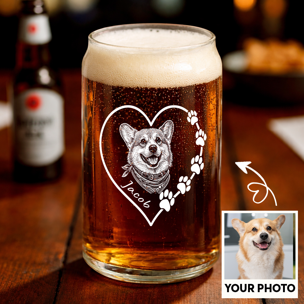 Custom Photo Dog Heart Shape Wine Glass, Personalized Dog Lover Gift for Pet Mom THUC99