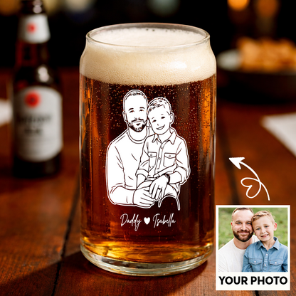 Custom Photo Dad Artwork Stemless Wine Glass, Personalized Gift for Father's Day THUC99