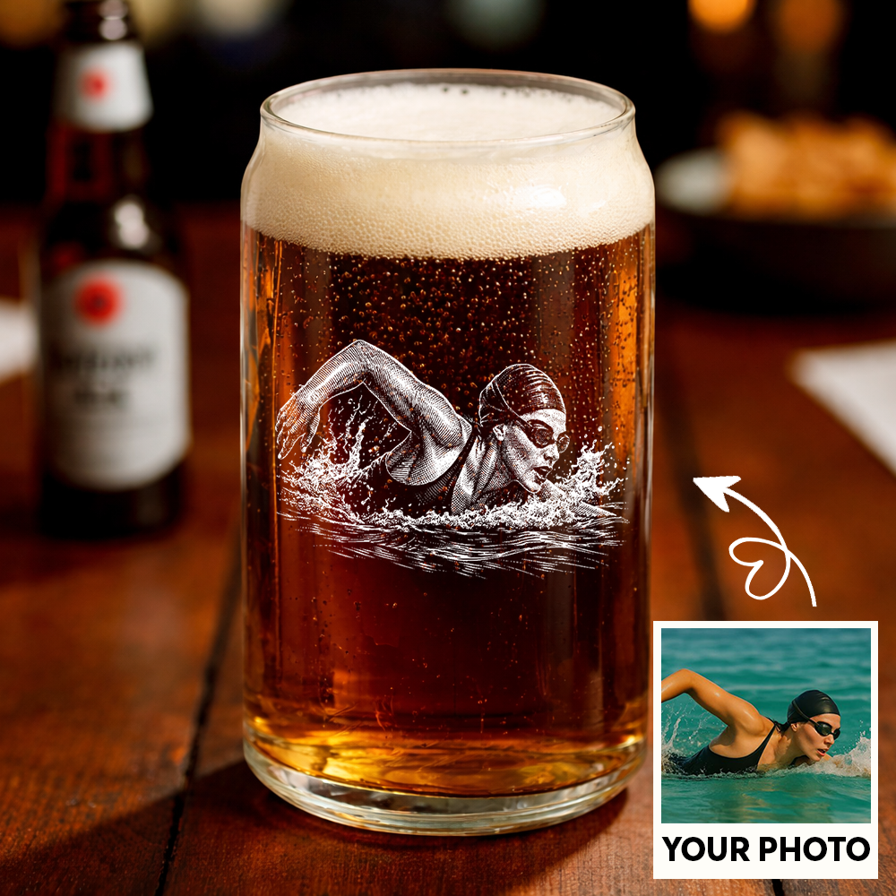 Custom Photo Swim Team Wine Glass, Personalized Swimmer Gift for Sports Lover THUC99