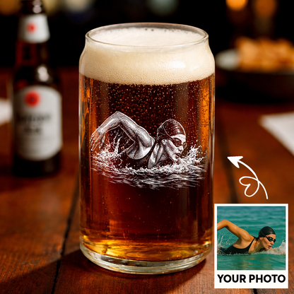 Custom Photo Swim Team Wine Glass, Personalized Swimmer Gift for Sports Lover THUC99