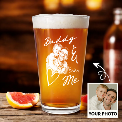 Custom Photo Daddy Love Me Stemless Wine Glass, Personalized Gift for Dad from Kids THUC99
