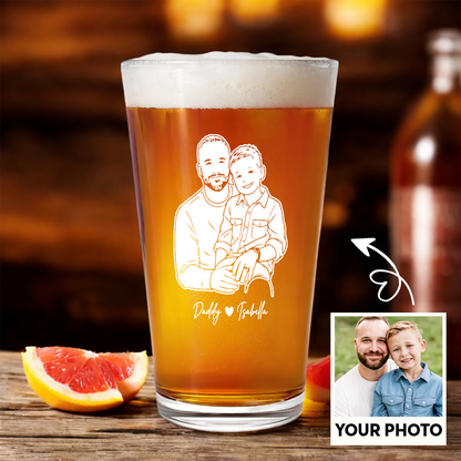 Custom Photo Dad Artwork Stemless Wine Glass, Personalized Gift for Father's Day THUC99