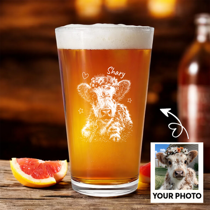 Custom Photo Highland Cow Stemless Wine Glass, Personalized Cow Lover Gift for Her THUC99