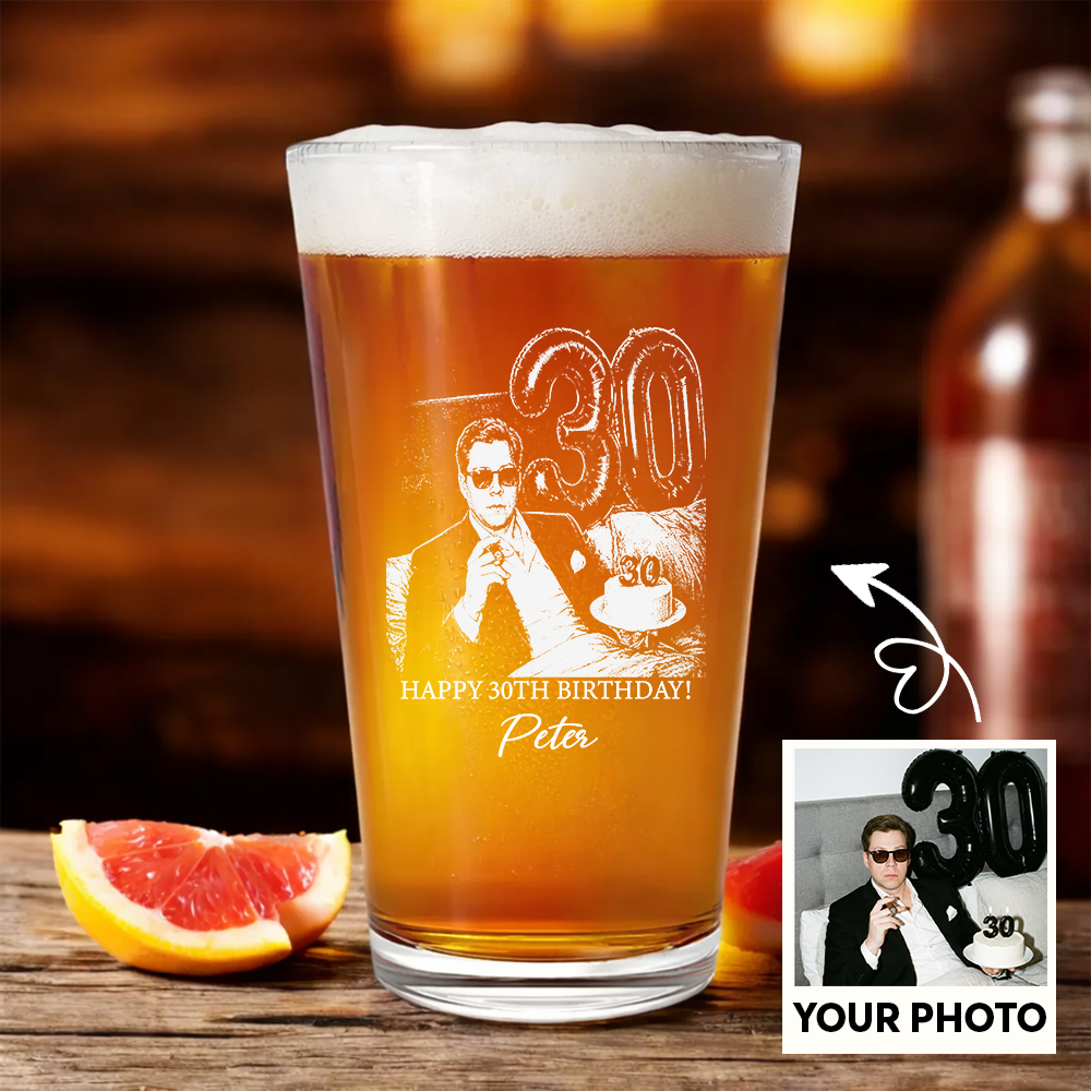 Custom Photo 30th Birthday Stemless Wine Glass, Personalized Birthday Gift THUC99