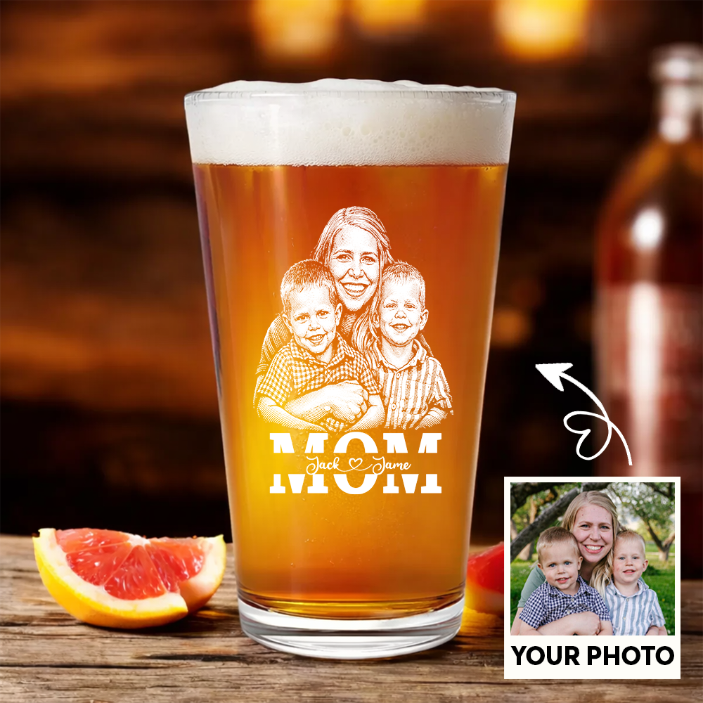 Custom Photo Mom with Name Wine Glass, Personalized Mother's Day Gift THUC99