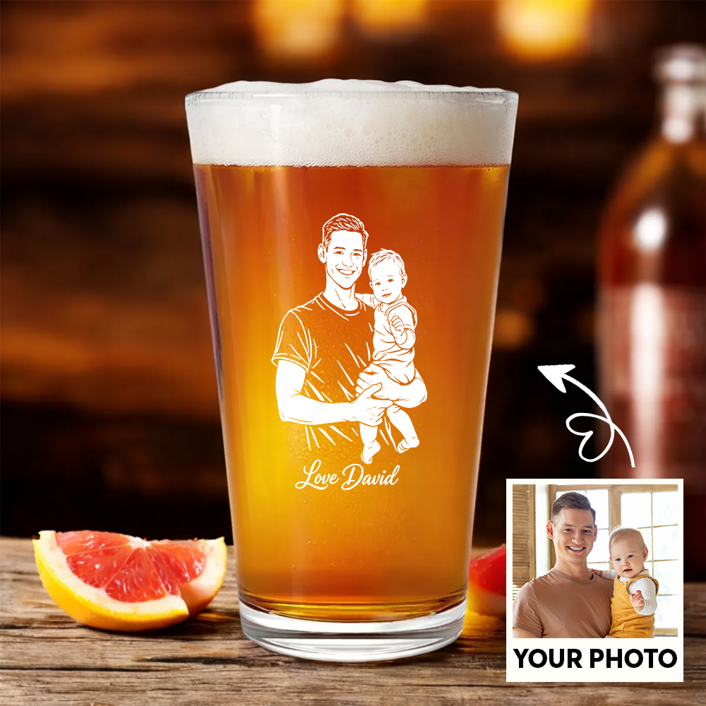 Custom Photo Daddy Wine Glass, Personalized Father's Day Gift for Dad from Kids THUC99