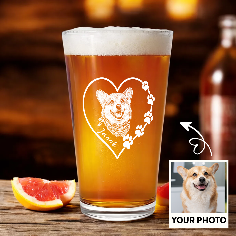 Custom Photo Dog Heart Shape Wine Glass, Personalized Dog Lover Gift for Pet Mom THUC99