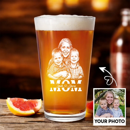 Custom Photo Mother's Day Heart Shape Wine Glass, Personalized Mom Gift THUC99