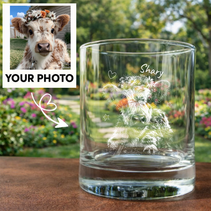 Custom Photo Highland Cow Stemless Wine Glass, Personalized Cow Lover Gift for Her THUC99