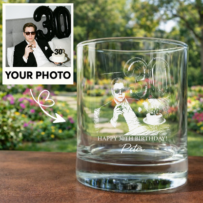Custom Photo 30th Birthday Stemless Wine Glass, Personalized Birthday Gift THUC99