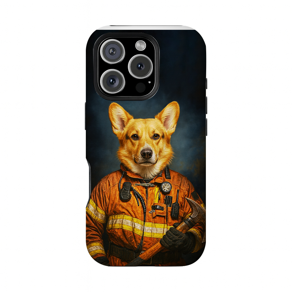 Custom Dog Photo Firefighter Phone Case _ Gift For Dog Lovers