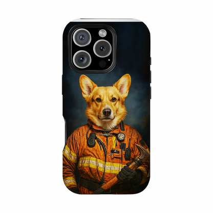 Custom Dog Photo Firefighter Phone Case _ Gift For Dog Lovers
