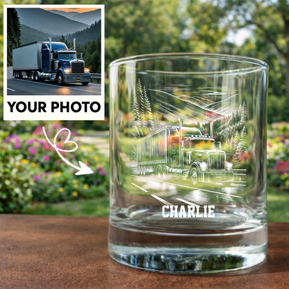 Custom Photo Trucker Driver Wine Glass, Personalized Truck Driver Gift For Father's day THUC99
