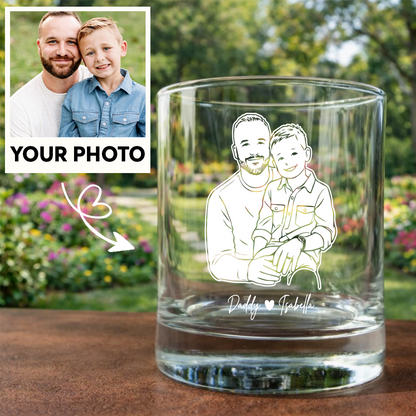 Custom Photo Dad Artwork Stemless Wine Glass, Personalized Gift for Father's Day THUC99