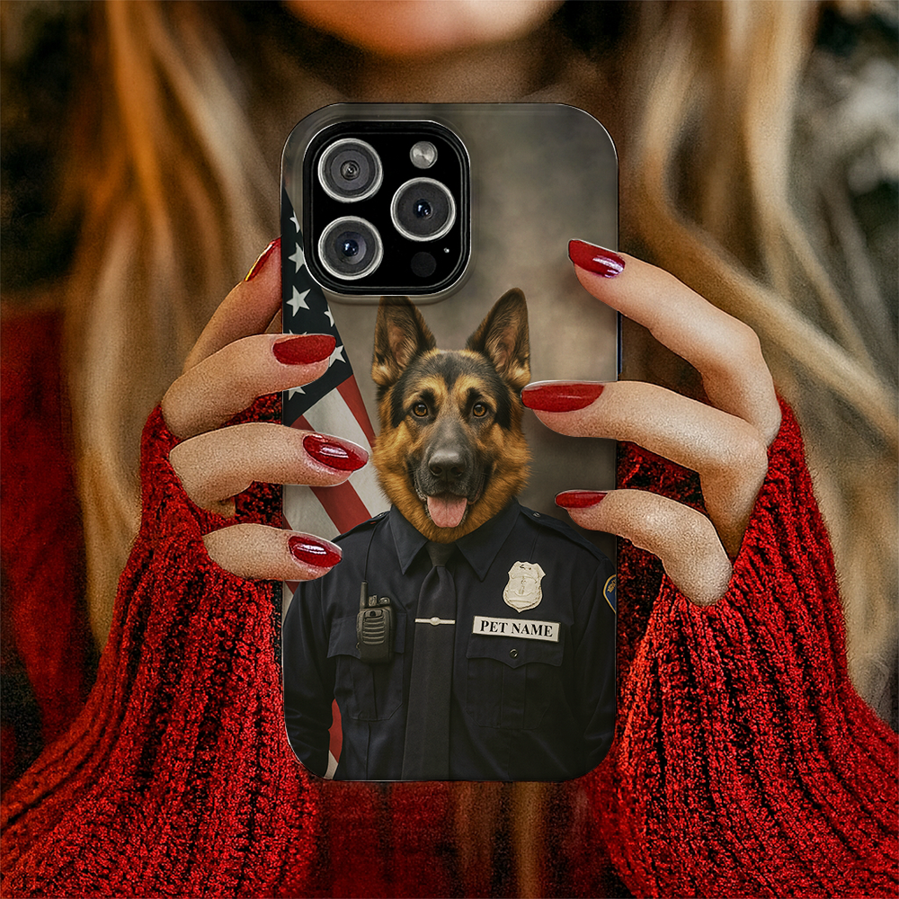 Custom Dog Photo Policeman Phone Case _ Gift For Dog Lovers