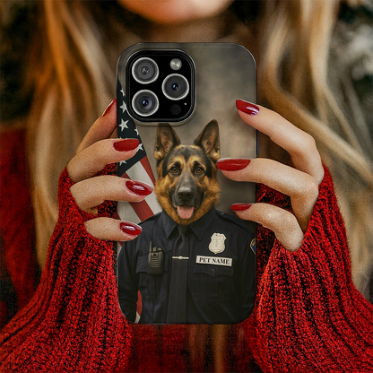 Custom Dog Photo Policeman Phone Case _ Gift For Dog Lovers