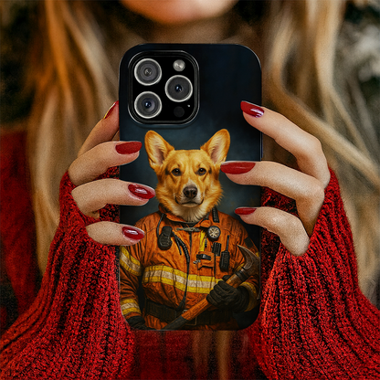 Custom Dog Photo Firefighter Phone Case _ Gift For Dog Lovers