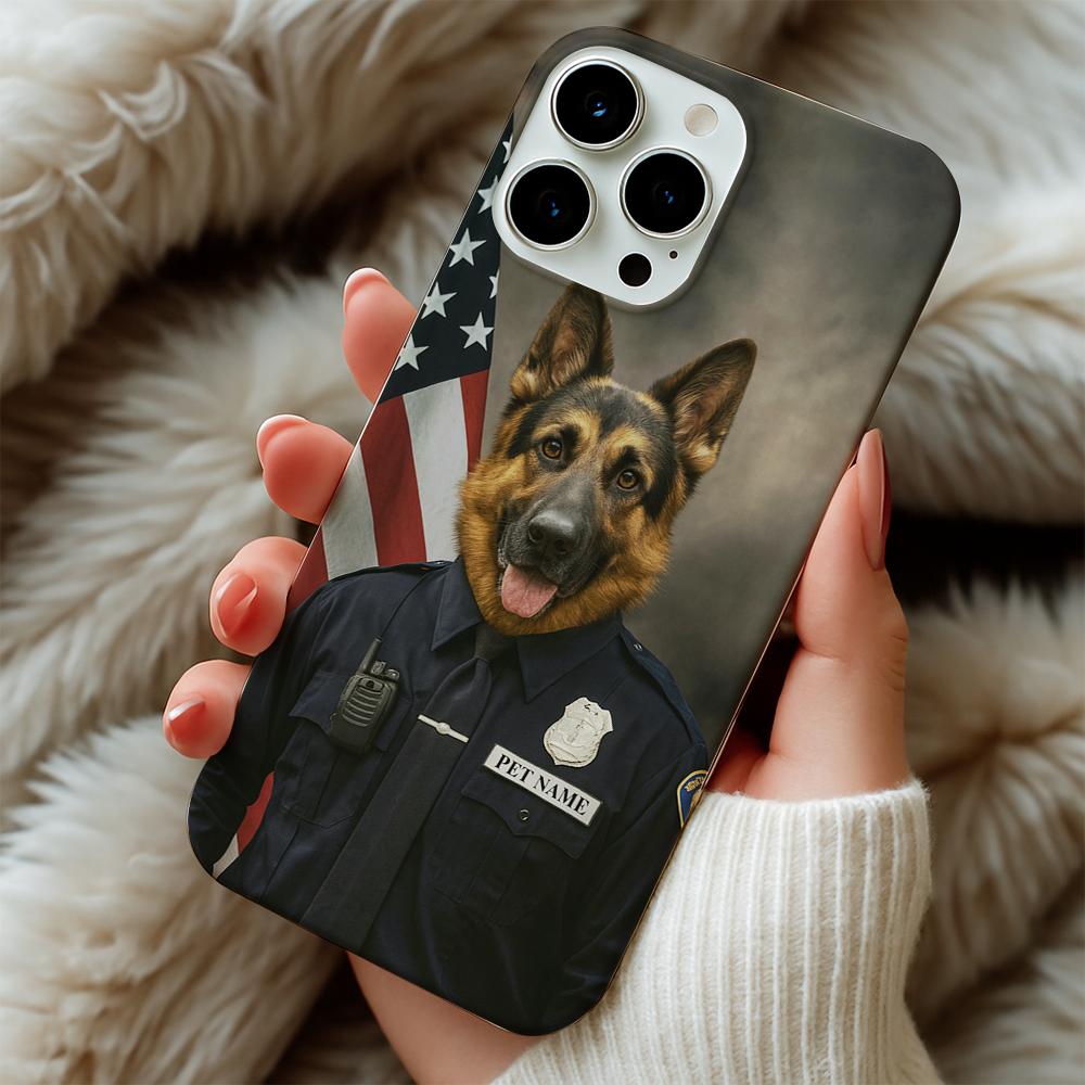 Custom Dog Photo Policeman Phone Case _ Gift For Dog Lovers