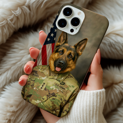 Custom Dog Photo Us Army Phone Case _ Gift For Dog Lovers