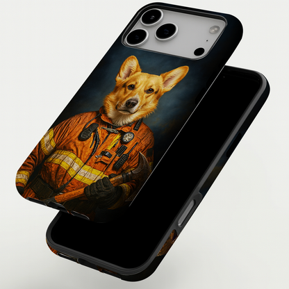 Custom Dog Photo Firefighter Phone Case _ Gift For Dog Lovers