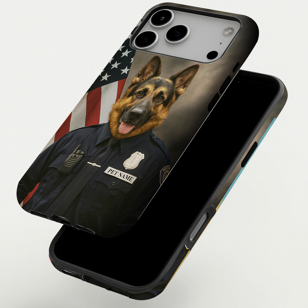 Custom Dog Photo Policeman Phone Case _ Gift For Dog Lovers