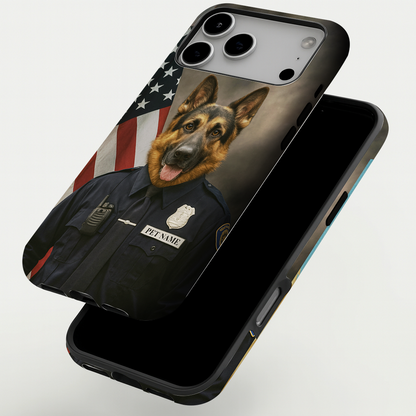 Custom Dog Photo Policeman Phone Case _ Gift For Dog Lovers