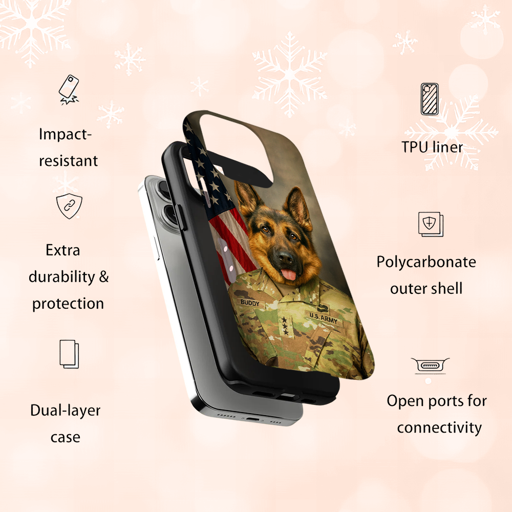 Custom Dog Photo Us Army Phone Case _ Gift For Dog Lovers