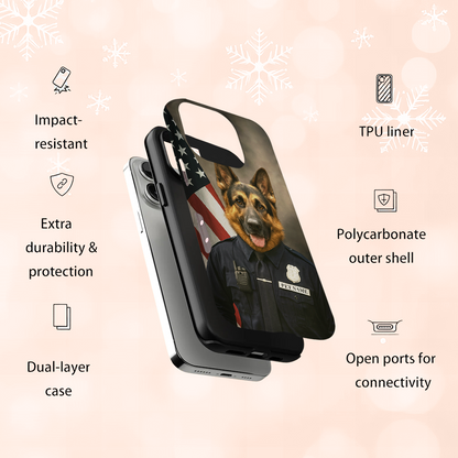 Custom Dog Photo Policeman Phone Case _ Gift For Dog Lovers