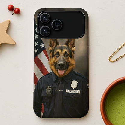Custom Dog Photo Policeman Phone Case _ Gift For Dog Lovers