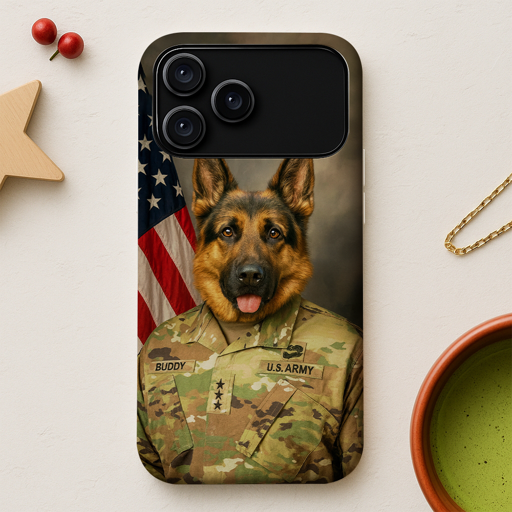 Custom Dog Photo Us Army Phone Case _ Gift For Dog Lovers