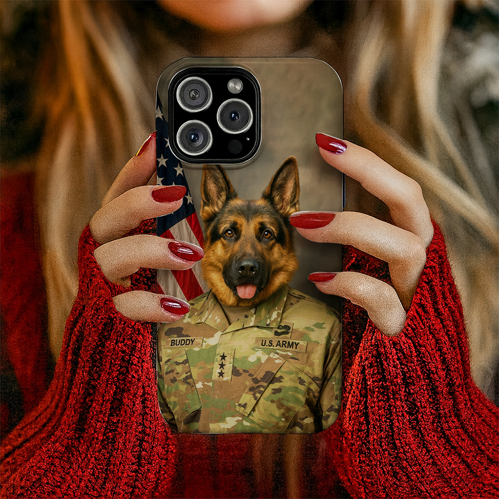 Custom Dog Photo Us Army Phone Case _ Gift For Dog Lovers