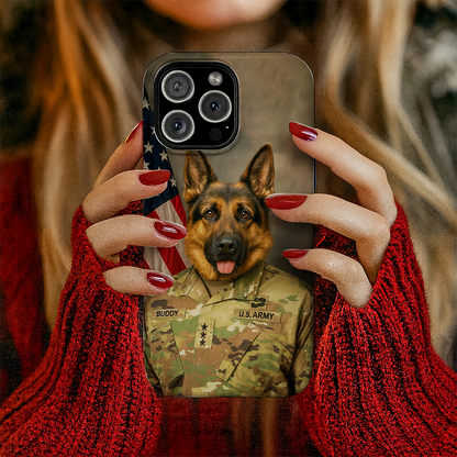 Custom Dog Photo Us Army Phone Case _ Gift For Dog Lovers