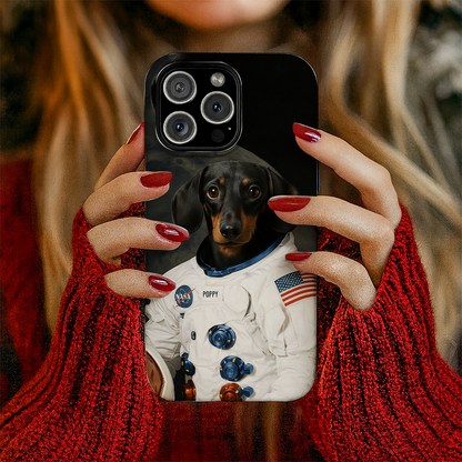 Custom Photo Dog Astronaut Phone Case _ Gift For Dog Lovers