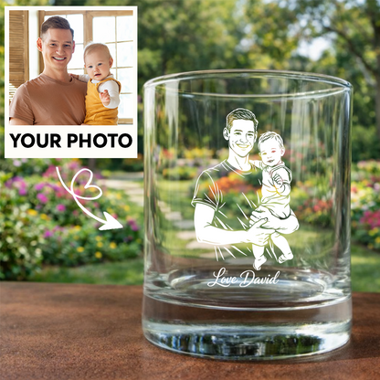 Custom Photo Daddy Wine Glass, Personalized Father's Day Gift for Dad from Kids THUC99