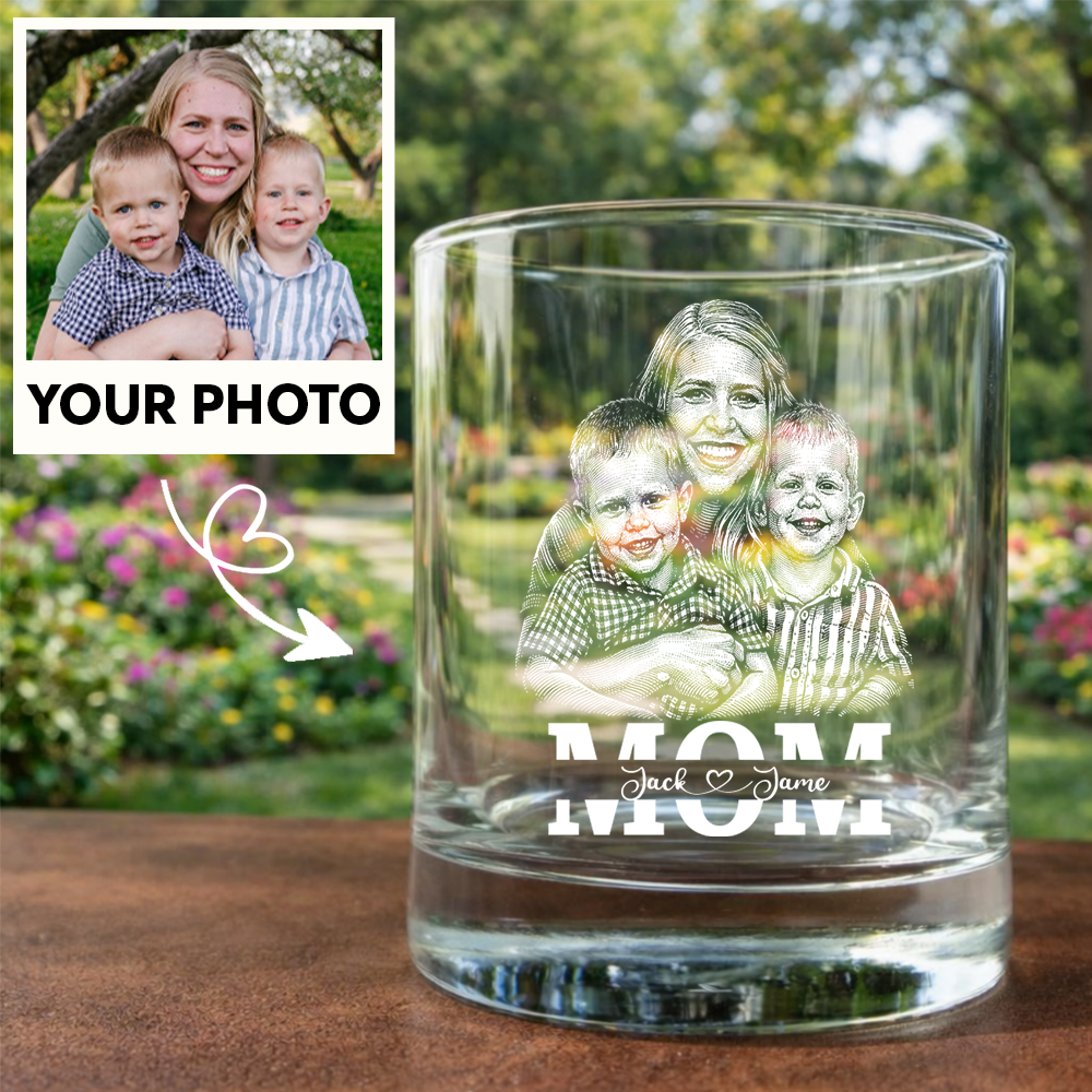 Custom Photo Mother's Day Heart Shape Wine Glass, Personalized Mom Gift THUC99
