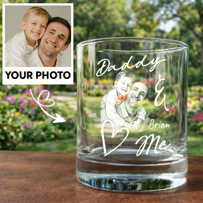 Custom Photo Daddy Love Me Stemless Wine Glass, Personalized Gift for Dad from Kids THUC99