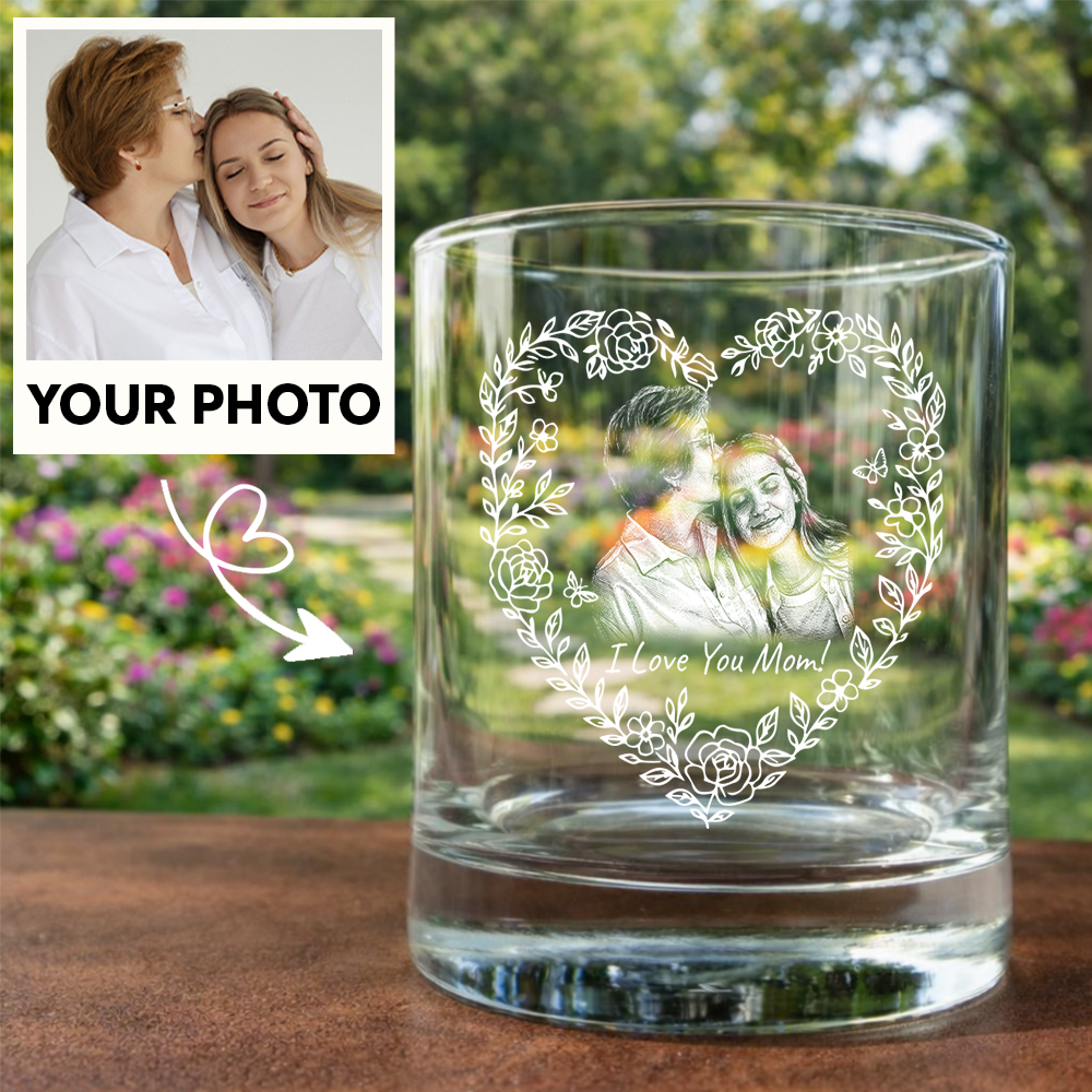 Custom Photo Mother's Day Heart Shape Wine Glass, Personalized Mom Gift THUC99