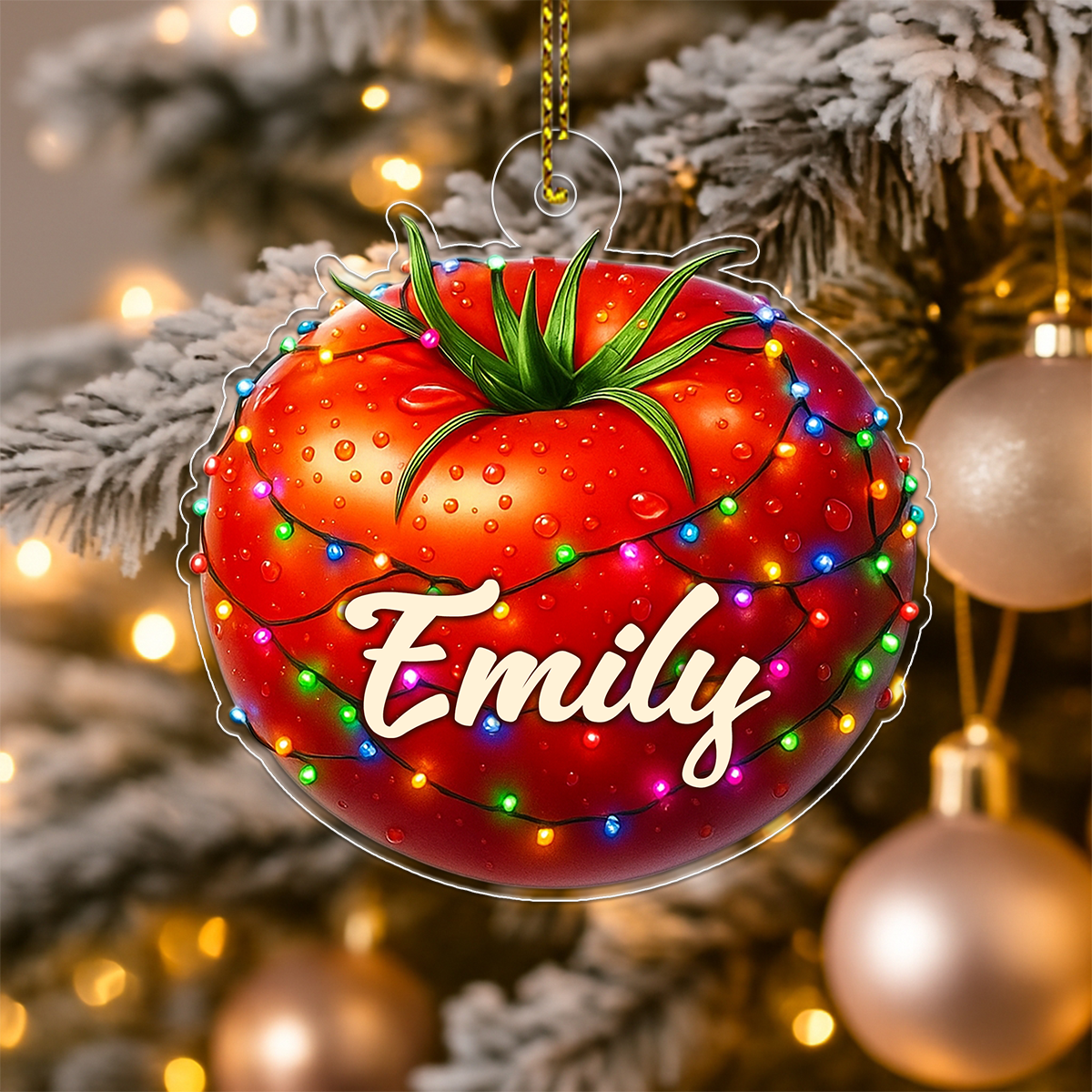 Custom Name Tomato Xmas Acrylic Ornament Christmas Gift