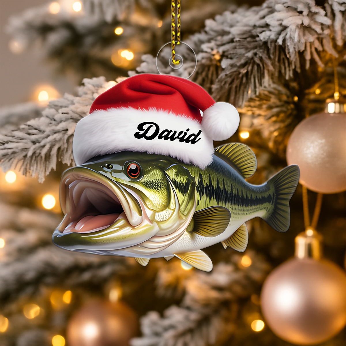 Custom Name Bass Fish Christmas Acrylic Ornament Christmas Gift